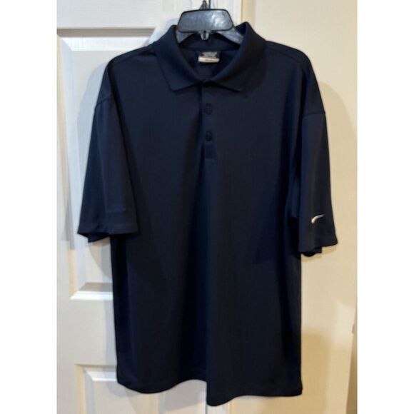 Nike Dr Fit Golf‎ Polo Shirt Sz L Navy ** Logo On Arm See Picture*** - Picture 1 of 8